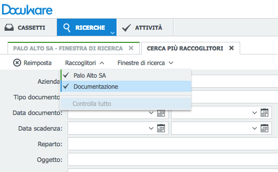 ricerca simultanea dei documenti raccoglitori