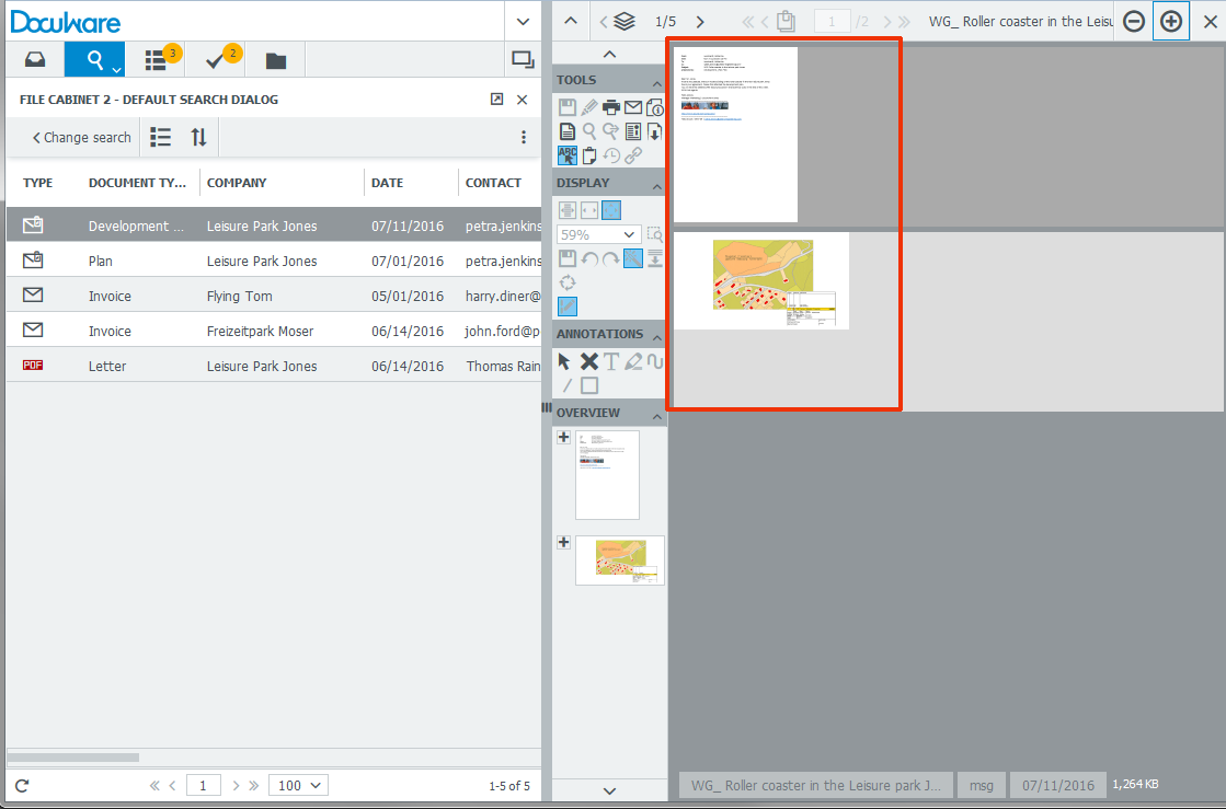 Visualizzazione E-Mail con DocuWare