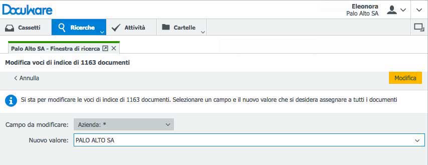 Correzione per riordinare i dati con DocuWare