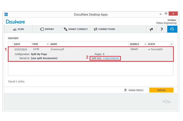 DocuWare Instant Import Status maggiori informazioni