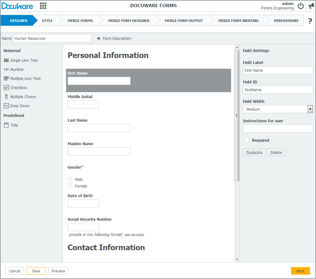 Come creare un form di DocuWare