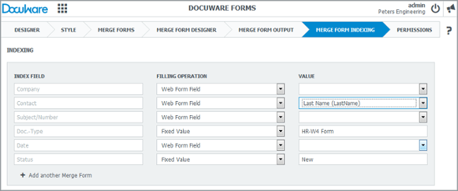 Merge form indexing per form di DocuWare