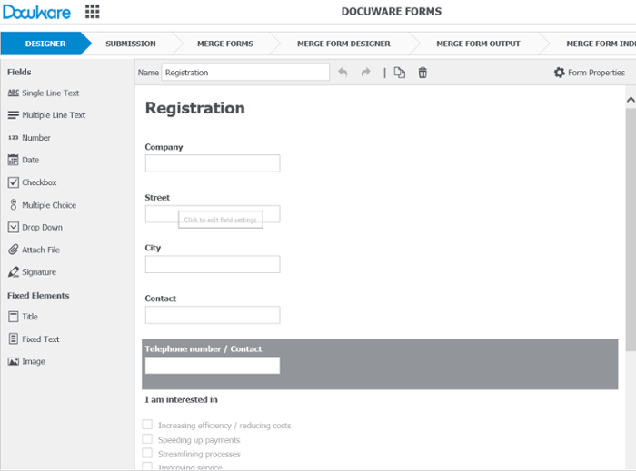 Web form cartacei con DocuWare