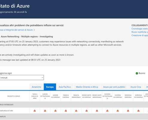 microsoft azure down